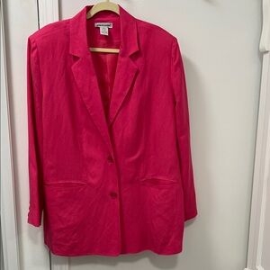 Jessica London Size 14 Vibrant Fuchsia Linen Blazer NWOT